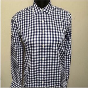NWT UNTUCKit Women’s Navy and White Checkered Button Down Shirt Size 2